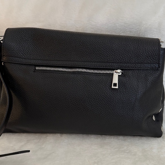 Marlon Firenze Black Leather Crossbody Bag with Silver Accents - Picture 5 of 16